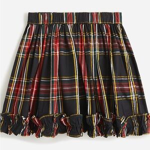 J. Crew Girls' ruffle skirt in black Stewart tartan